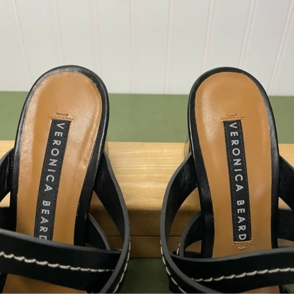 NWT Veronica Beard MARAH Twist-Front Leather Sandals/Slides/Mules